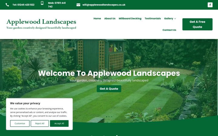 Screenshot of applewoodlandscapes.co.uk