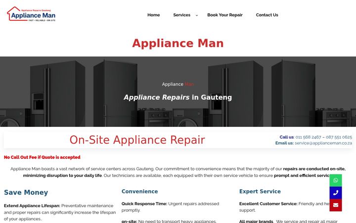 Screenshot of applianceman.co.za