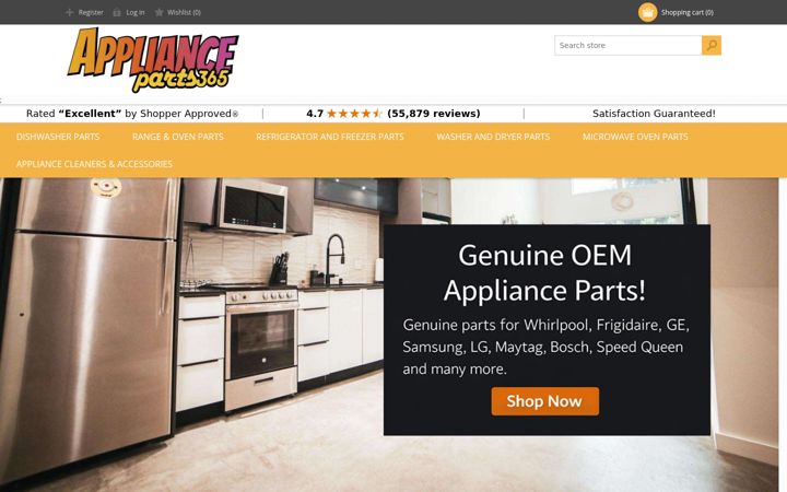 Ekraanipilt saidist applianceparts365.com