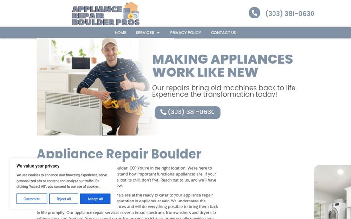 Zrzut ekranu appliancerepair-boulder.com