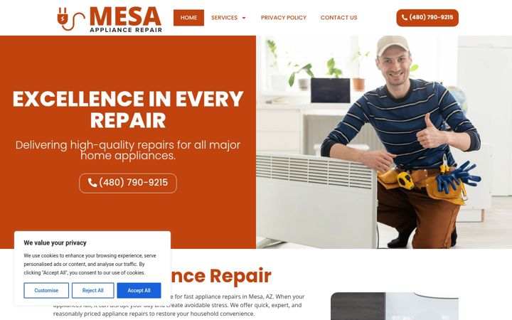Zrzut ekranu appliancerepair-mesa.com