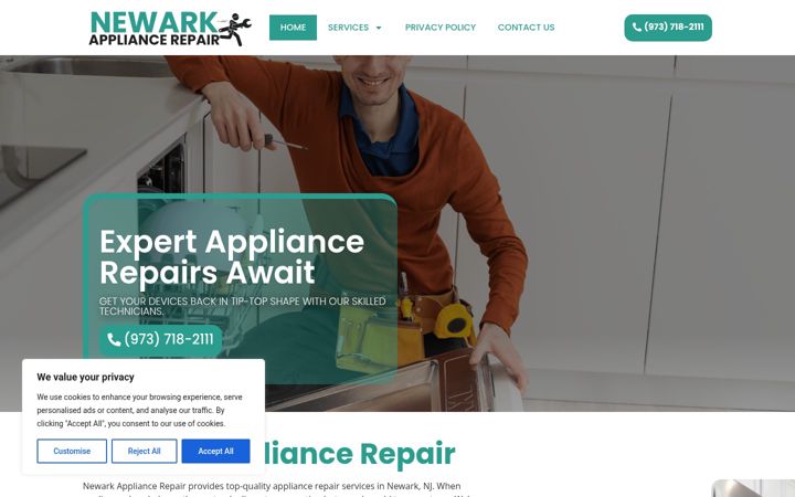 Ekrano kopija appliancerepair-newark.com