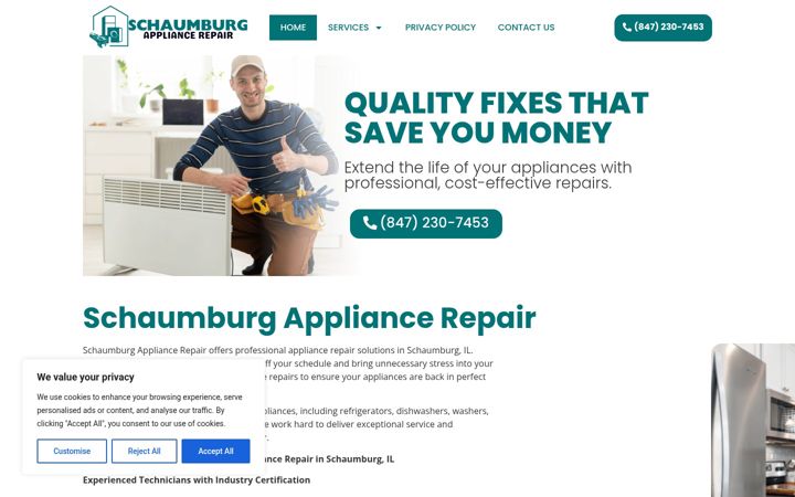 Ekrano kopija appliancerepair-schaumburg.com
