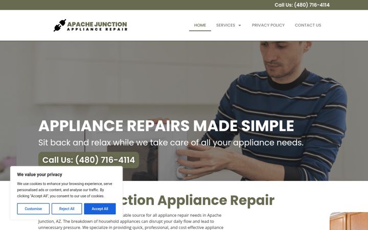 Ekrano kopija appliancerepairapachejunction.com
