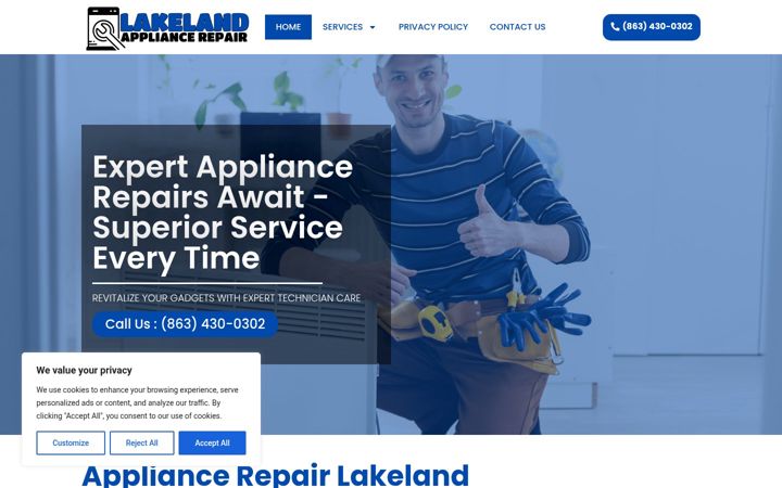 Ekrano kopija appliancerepairlakeland.com