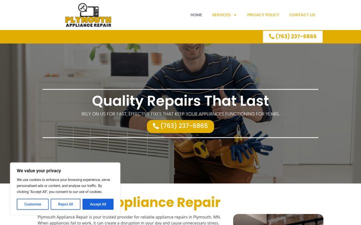 Captura de ecrã de appliancerepairplymouth.com