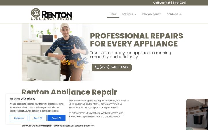 Captura de ecrã de appliancerepairrenton.com