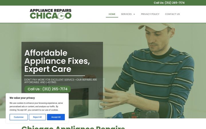 Captura de ecrã de appliancerepairs-chicago.com