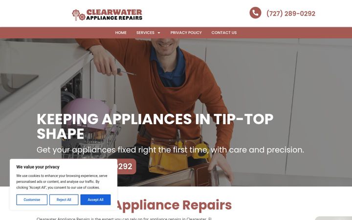 Captura de ecrã de appliancerepairs-clearwater.com