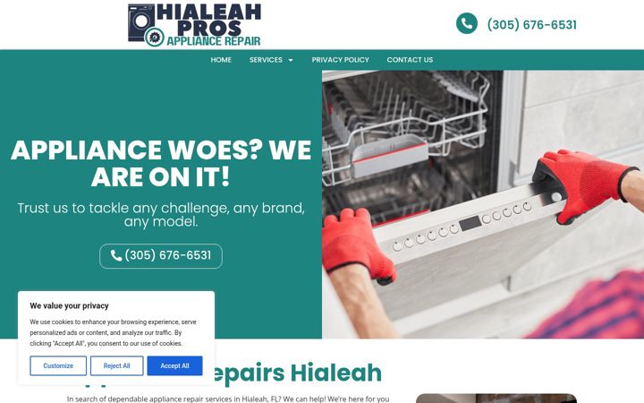 Captura de ecrã de appliancerepairshialeah.com