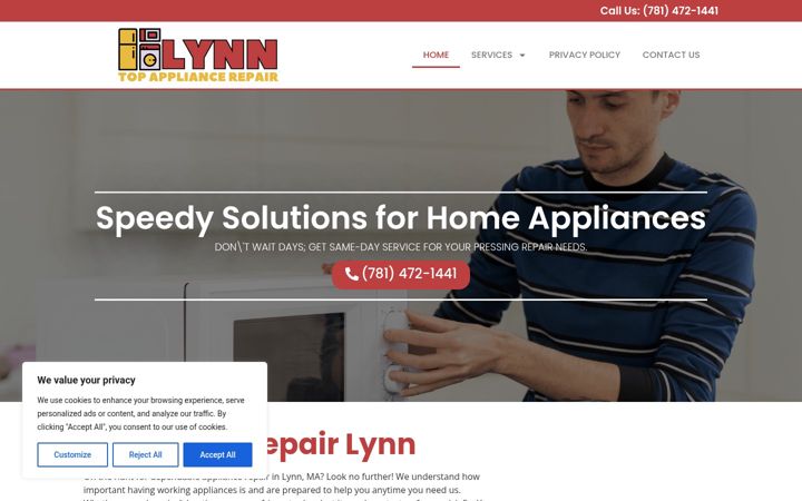 Captura de ecrã de appliancerepairslynn.com