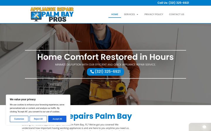 Captura de ecrã de appliancerepairspalmbay.com