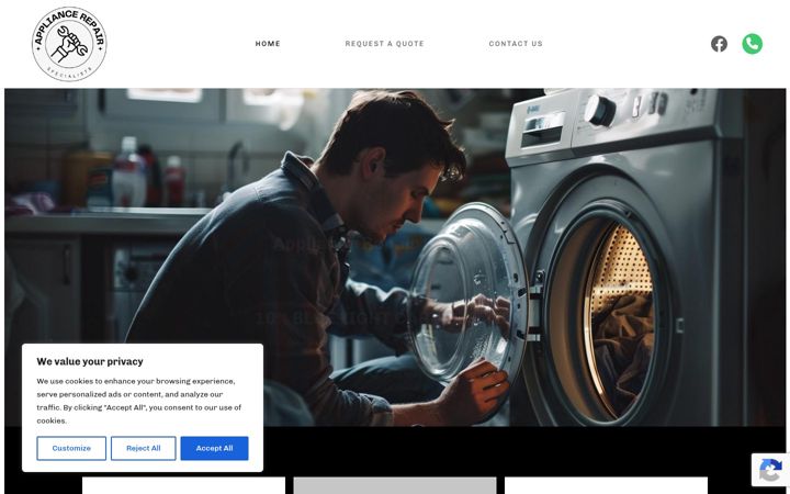 Screenshot ta' appliancerepairspecialistsuk.co.uk