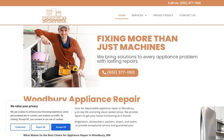 Zrzut ekranu appliancerepairwoodbury.com