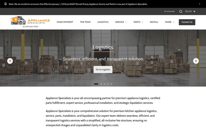 Screenshot ta' appliancespecialists.com