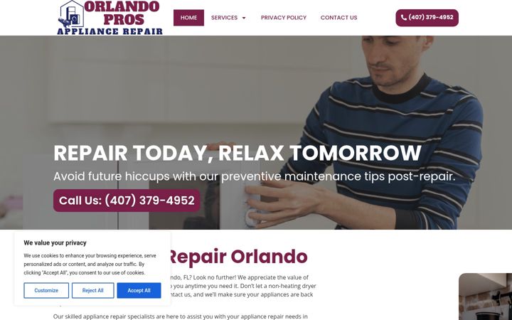 Screenshot ta' appliancesrepairorlando.com