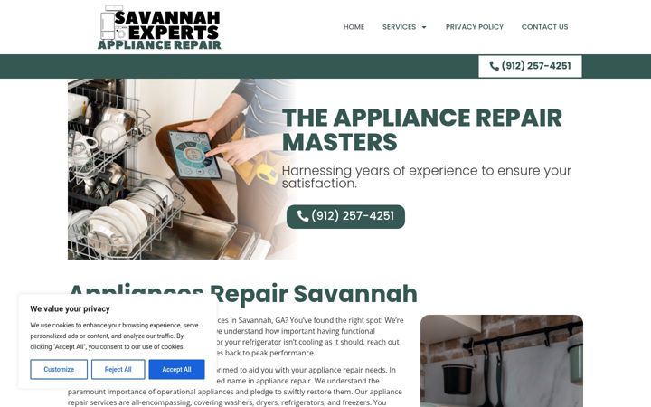 Screenshot ta' appliancesrepairsavannah.com
