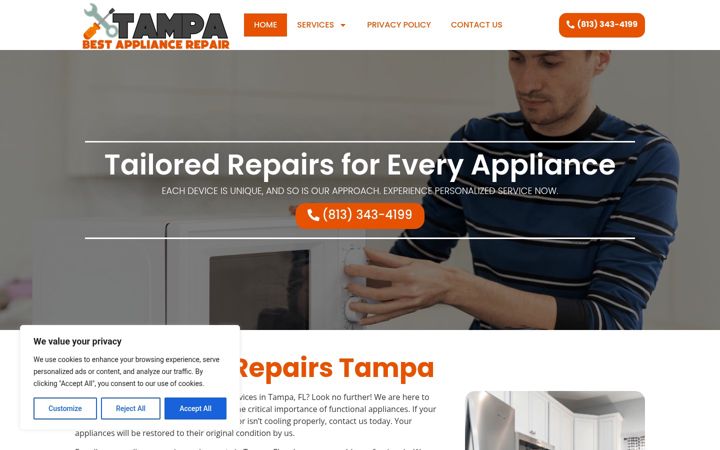 Screenshot ta' appliancesrepairstampa.com