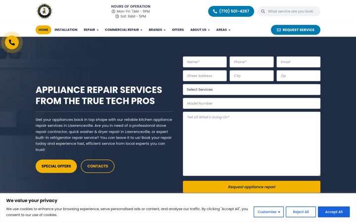 Screenshot ta' appliancetechpros.com
