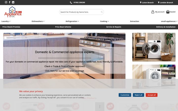 Screenshot ta' appliancetek.co.uk