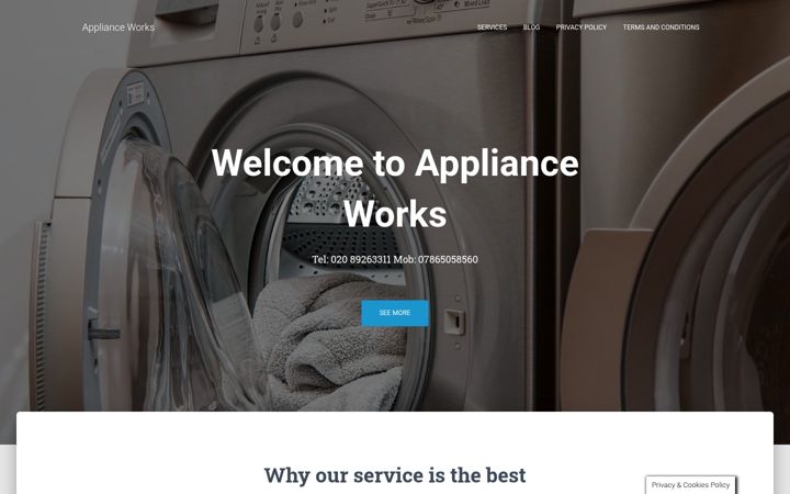 Snímek obrazovky applianceworks.uk.com