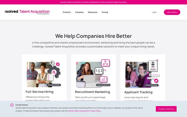 Captură de ecran a applicantpro.com