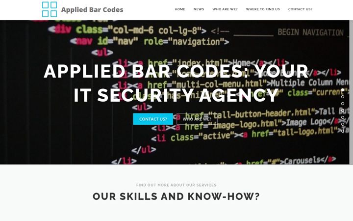 Snímek obrazovky appliedbarcodes.co.uk