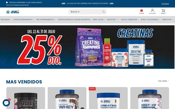 Screenshot of appliednutrition.es