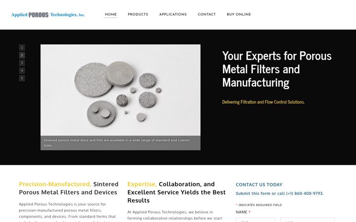 Screenshot of appliedporous.com