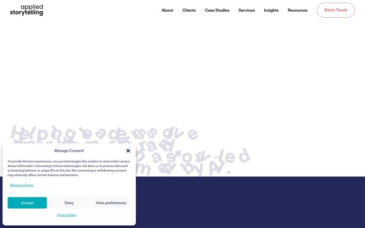 Screenshot του appliedstorytelling.com
