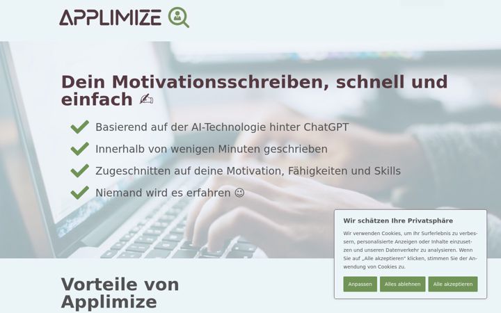 Screenshot of applimize.io