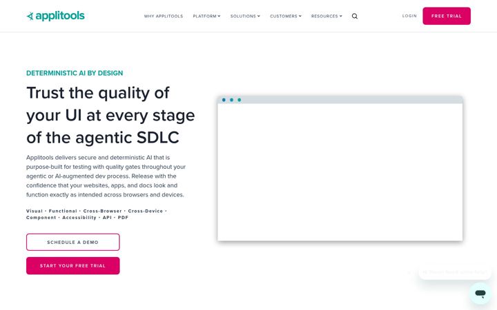 Screenshot of applitools.com