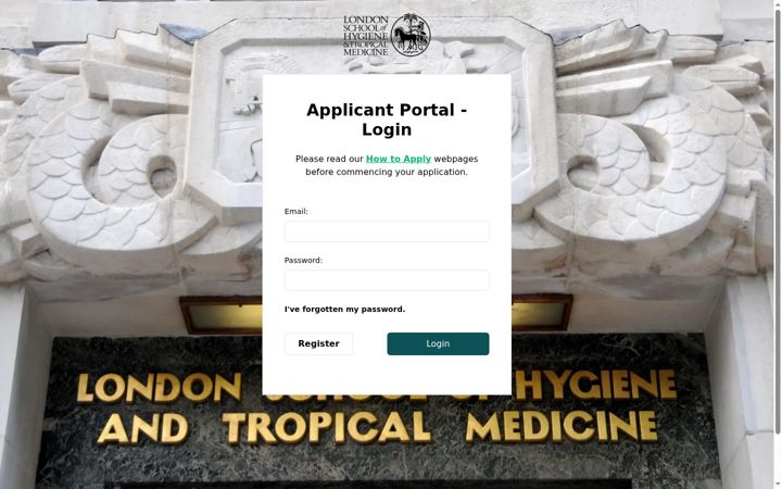 Screenshot of apply.lshtm.ac.uk