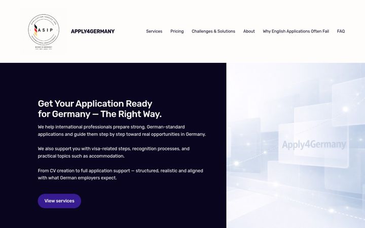 Screenshot of apply4germany.com