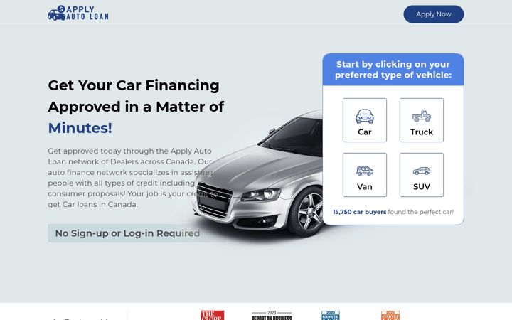 Екранна снимка на applyautoloan.ca