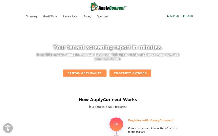 Ekrānuzņēmums no applyconnect.com