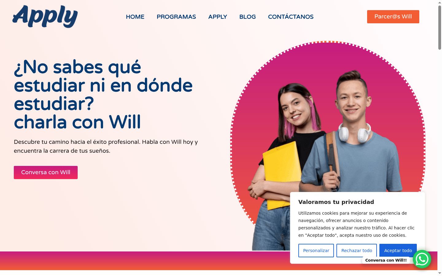 Captura de pantalla del banner de consentimiento mostrado antes de cualquier interacción