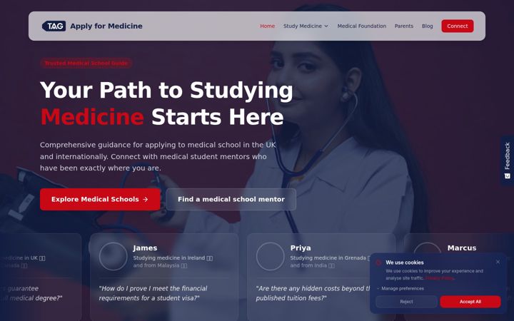 Screenshot of applyformedicine.com