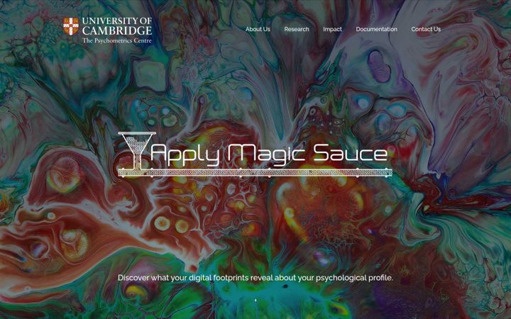 Screenshot of applymagicsauce.com