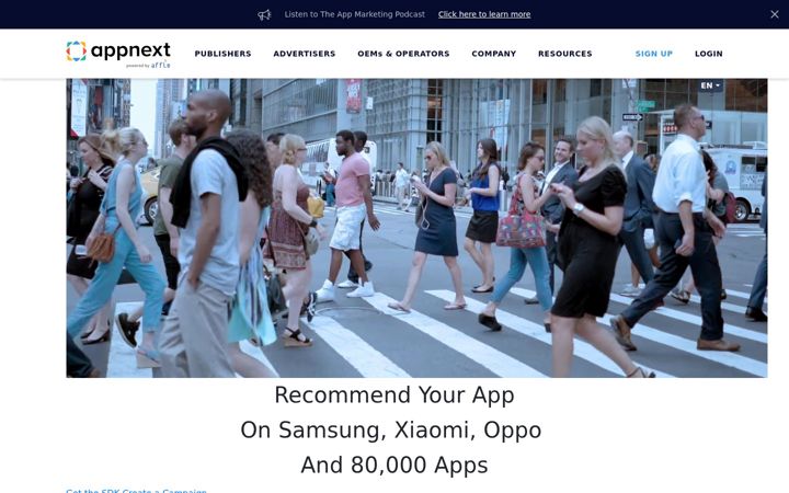 Captură de ecran a appnext.com