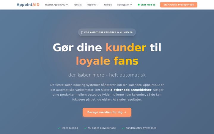 Snímek obrazovky appointaid.net