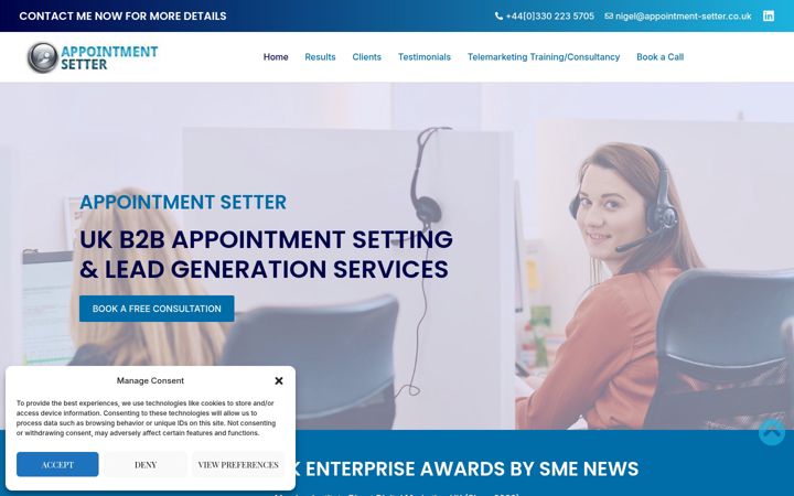 Screenshot of appointment-setter.co.uk