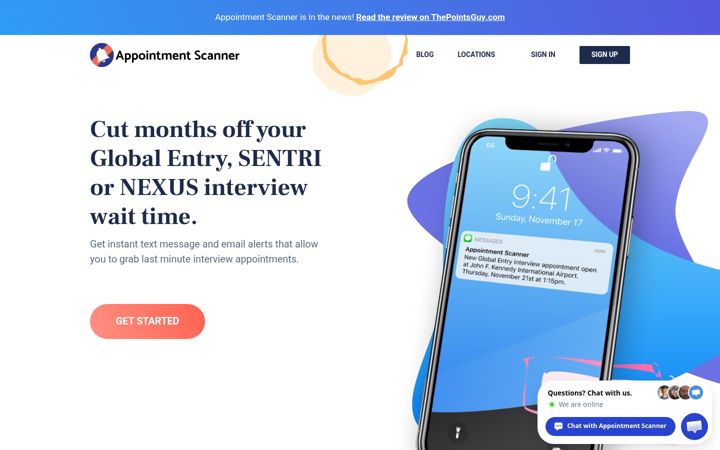 Screenshot of appointmentscanner.com