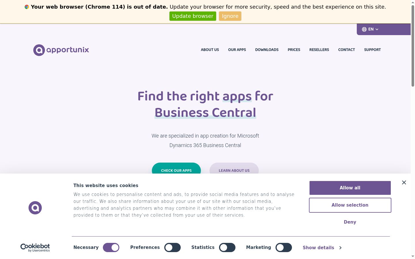 Screenshot of the consent banner shown before any interaction