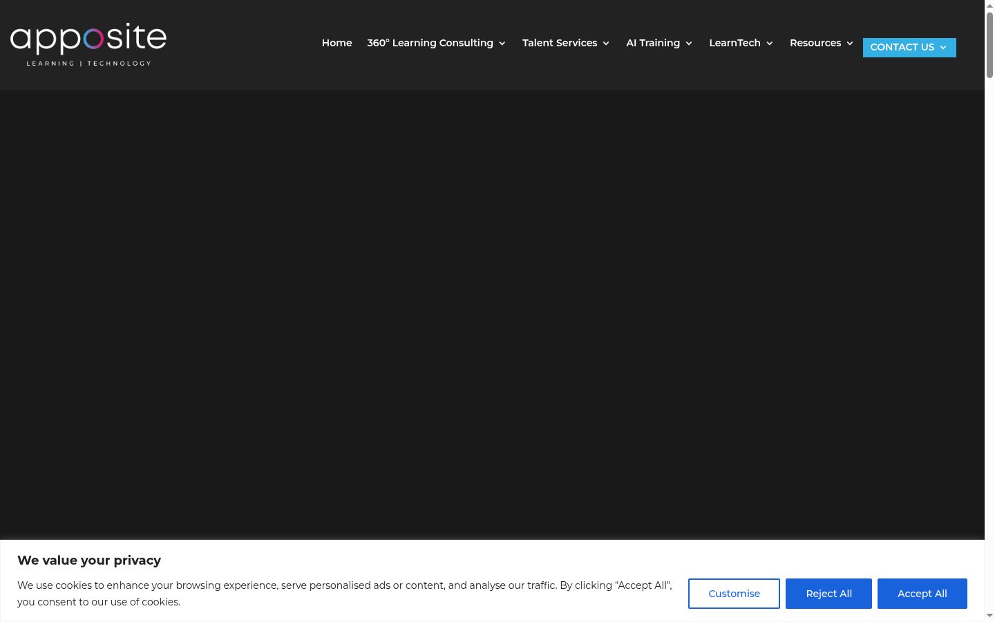Screenshot of the consent banner shown before any interaction