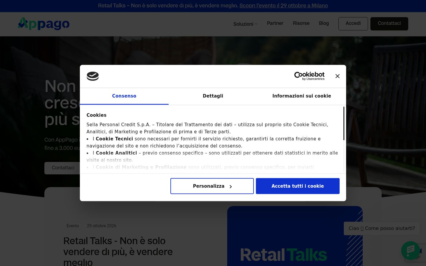 Capture d'écran de la bannière de consentement affichée avant toute interaction