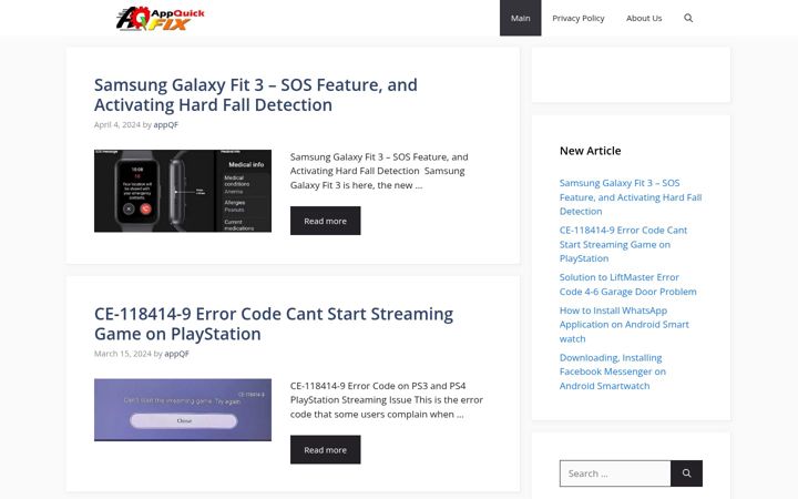 Screenshot of appquickfix.com