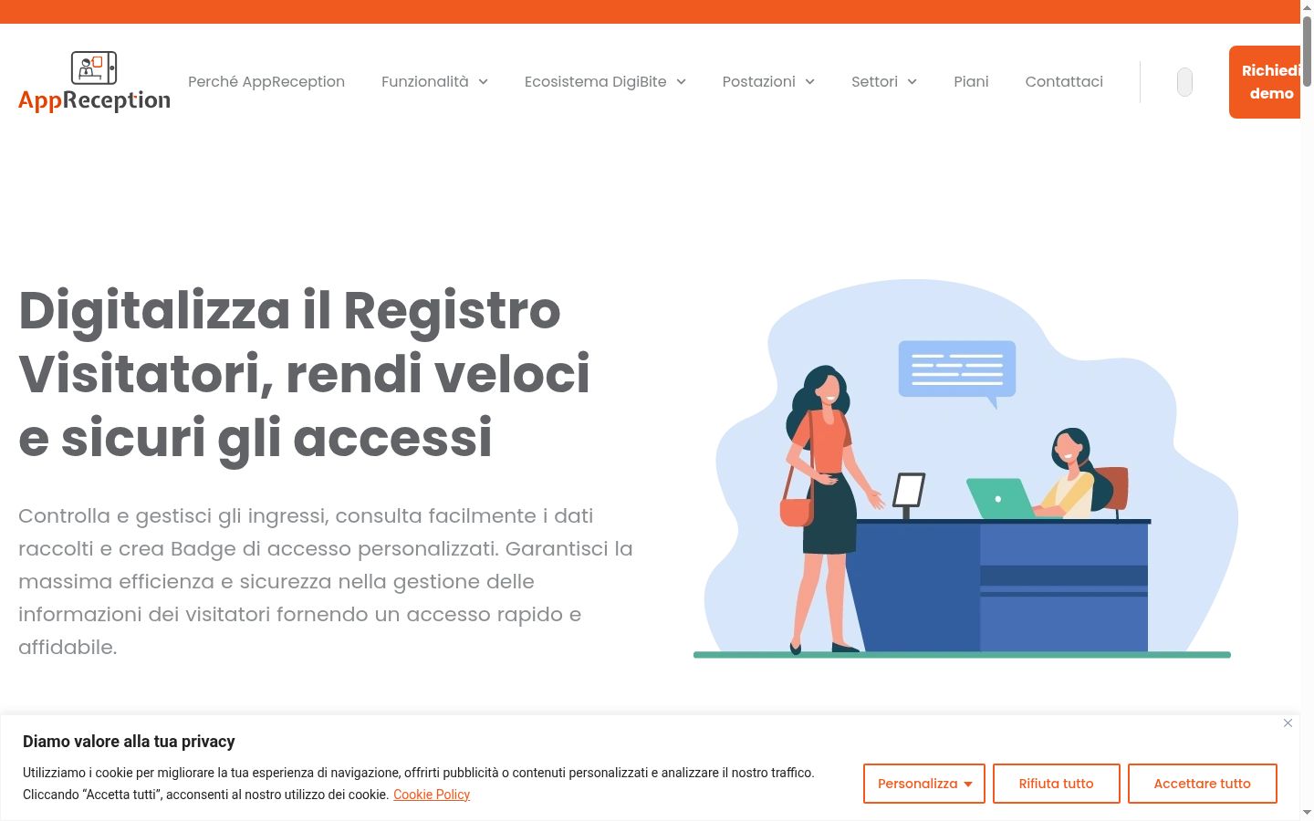 Screenshot del banner di consenso mostrato prima di qualsiasi interazione