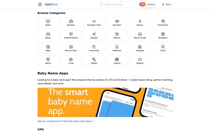 Screenshot του apprecs.com
