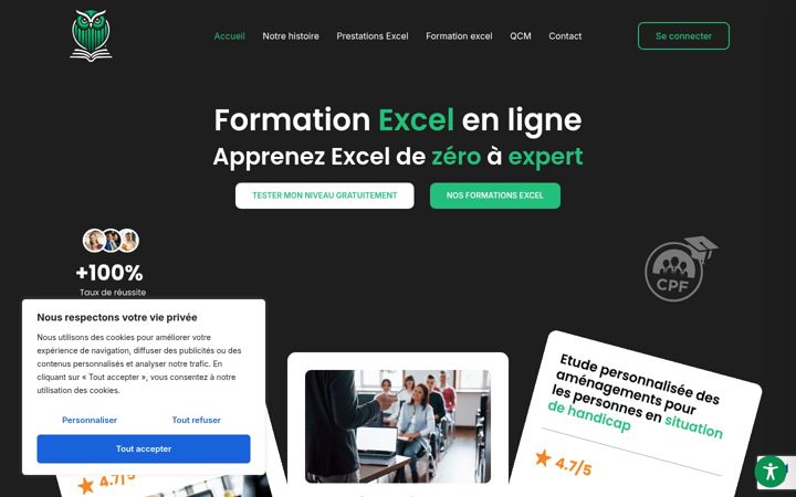 Screenshot of apprendre-excel.com